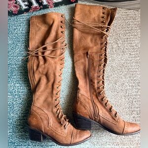 Free People Brown Lace-Up Boots